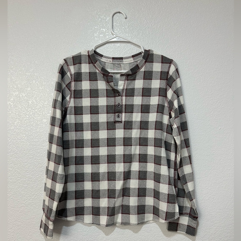 Warm Essentials by Cuddl Duds Checkered Pajama shirt